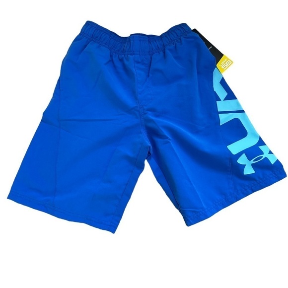 Under Armour Boys Swim Trunks Shorts w/Mesh Brief Elastic Waist w/ Cord UPF 50 - Picture 1 of 9